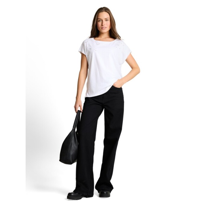 Tom Tailor Damesmode T-shirt borduring 1050469 wit Tom Tailor Damesmode T-shirt borduring 1050469 wit